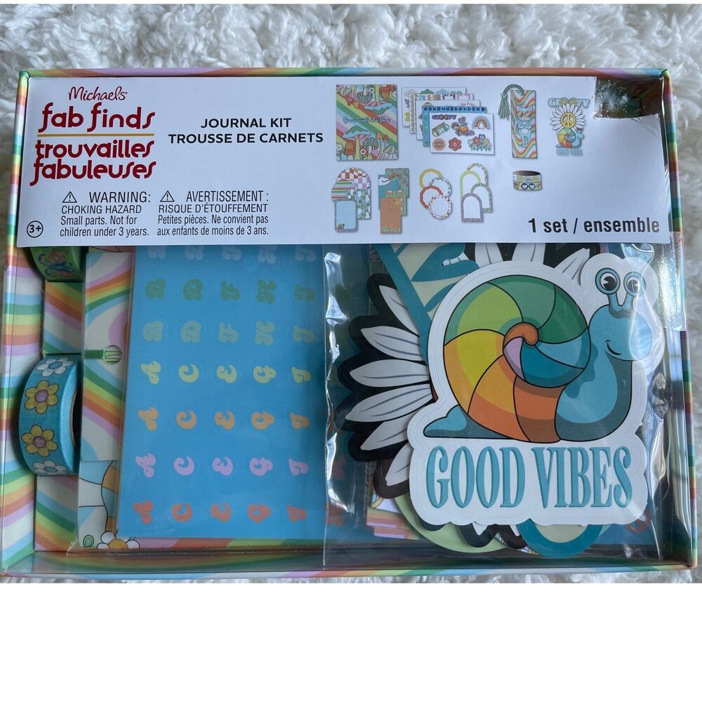 Michaels Fab Finds Good Vibes Journal Kit Stickers Notebook Accessories Set NEW